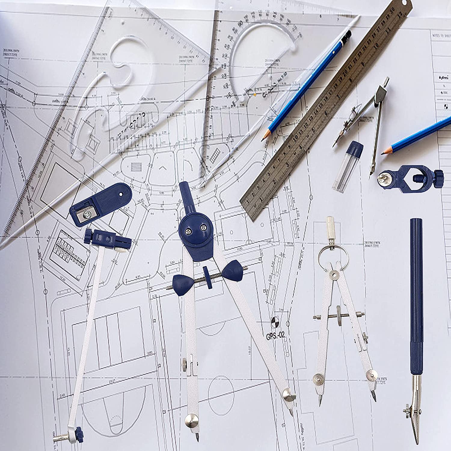 A46M-9Pc Alat Kompas Gambar Un - Math Geometry Set With Compass ulasan dan harga