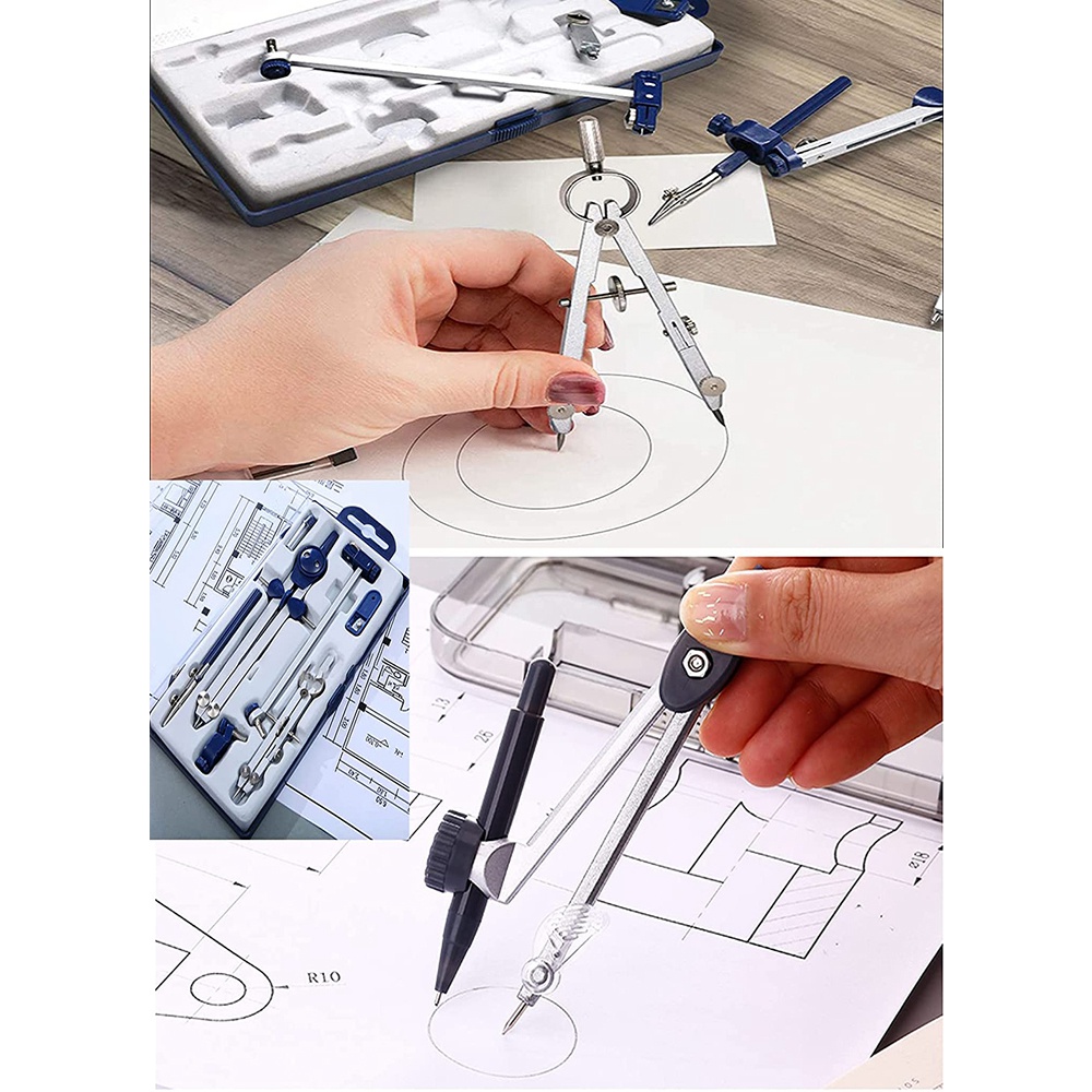 A46M-9Pc Alat Kompas Gambar Un - Math Geometry Set With Compass ulasan dan harga
