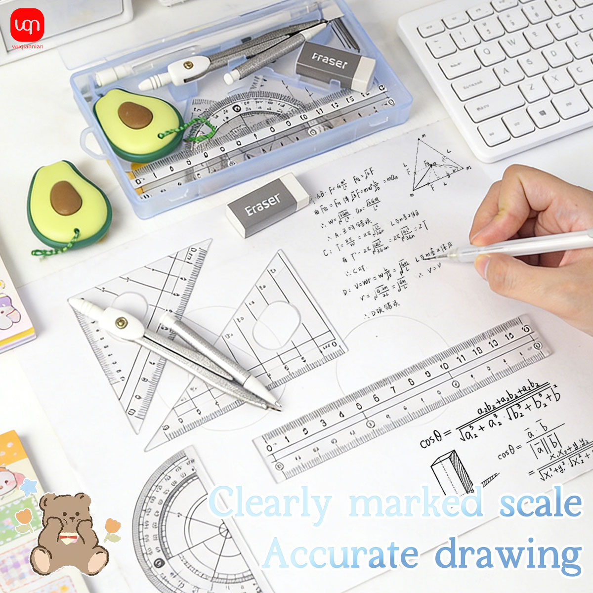 9Pcs Set Alat Gambar Geometri  - Math Geometry Set With Compass ulasan dan harga