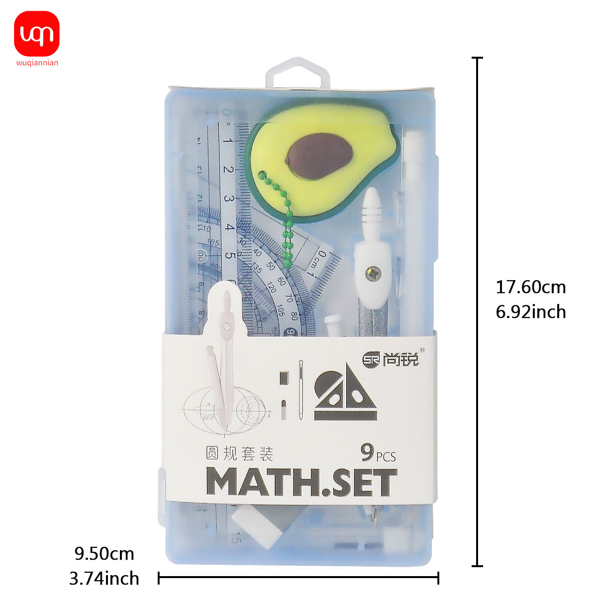 9Pcs Set Alat Gambar Geometri  - Math Geometry Set With Compass ulasan dan harga