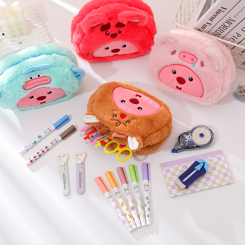 Tas Pensil Kartun Plush Kawaii - School Supplies ulasan dan harga